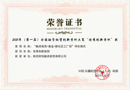 【要闻】喜讯！财信融资租赁公司荣获第一届全国融资租赁创新案例奖